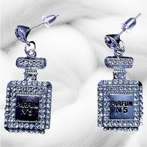Elegant Silver Perfume Bottle Earrings